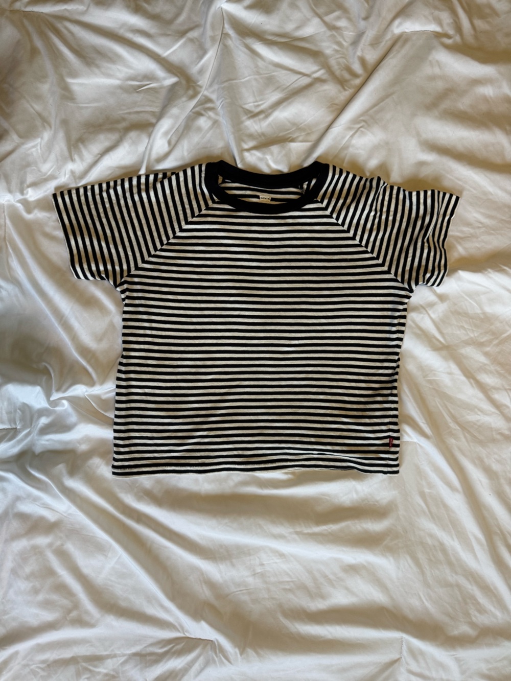 Levi's Black and White Striped Short Sleeve Tee